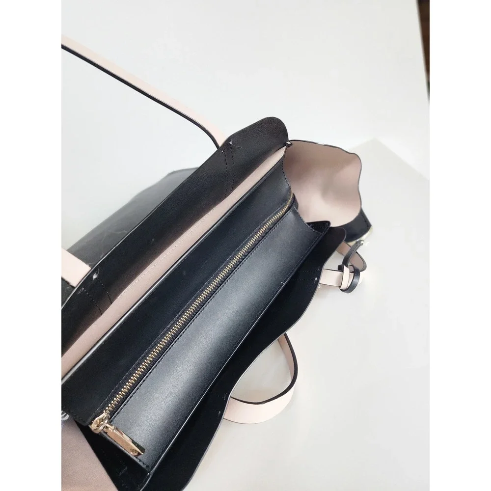 Kate Spade New York Magnolia Street Double Pocket Tote Black Pink Shoulder Bag